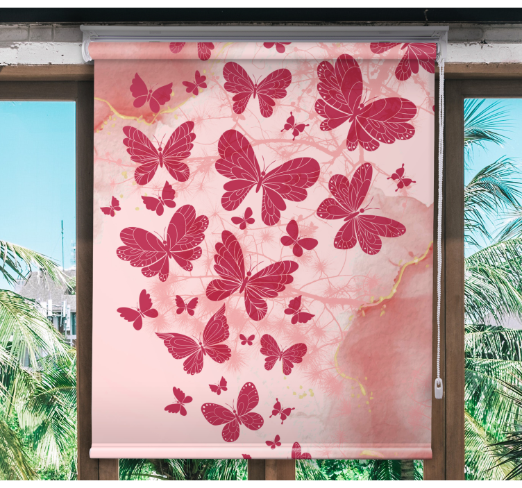 Pink heart arrangement butterflies blind - TenStickers