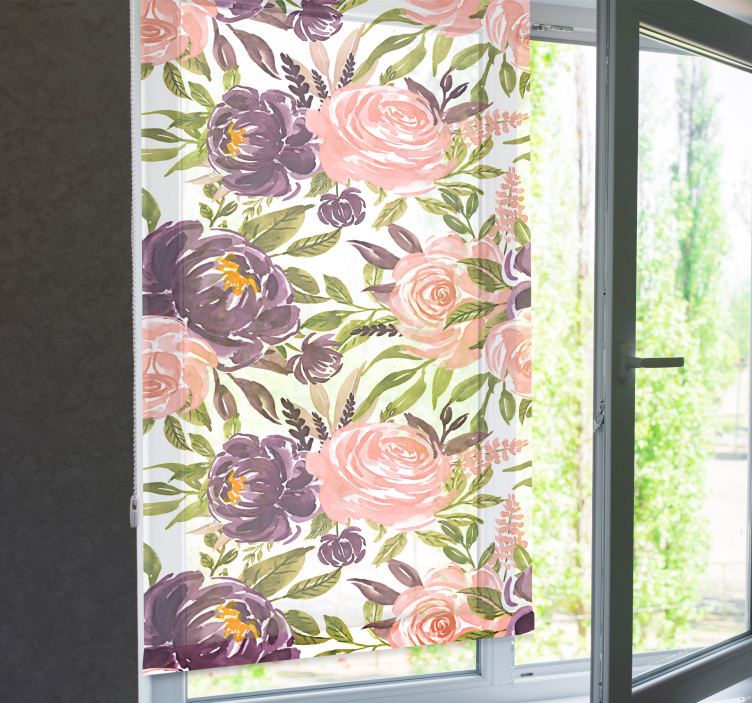 Charming aquarella blooms living room blind - TenStickers