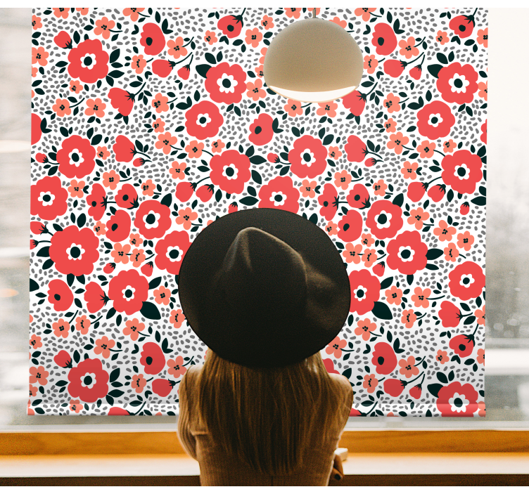 Charming puppy pattern floral roller blind - TenStickers