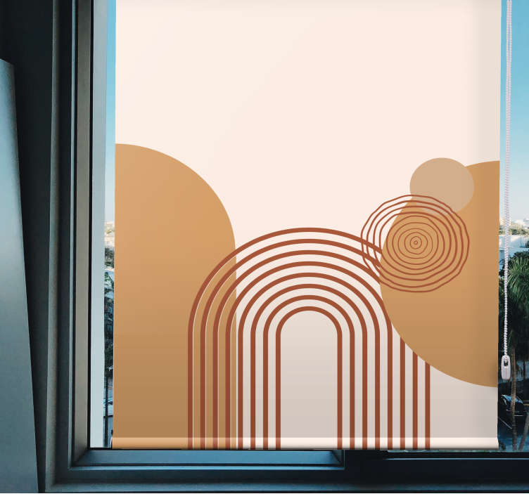 Curved line beige design modern blind - TenStickers