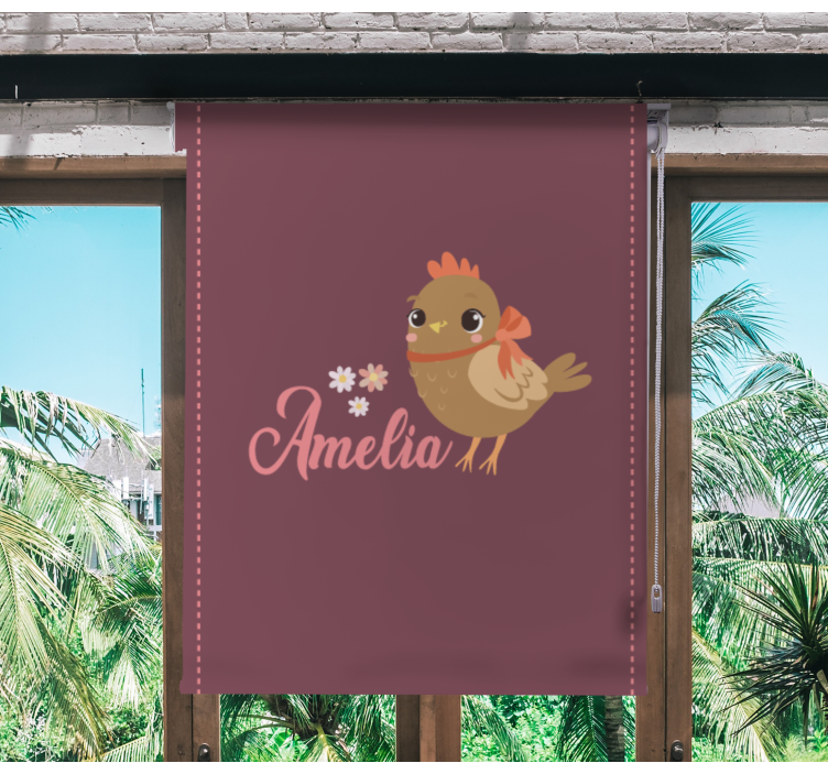 Baby chick with flowers and name animals blind - TenStickers