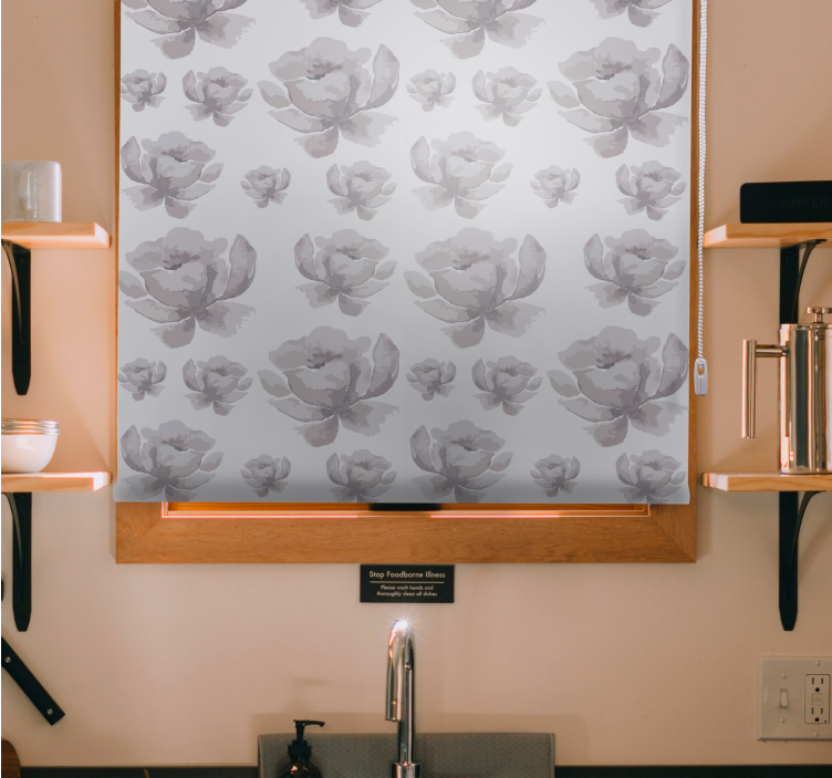 Grey delicate design blind flowers and plants - TenStickers