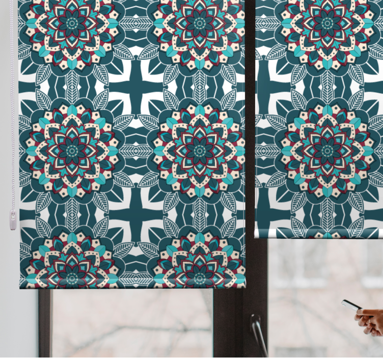 Elegant blue tiles pattern roller blind - TenStickers