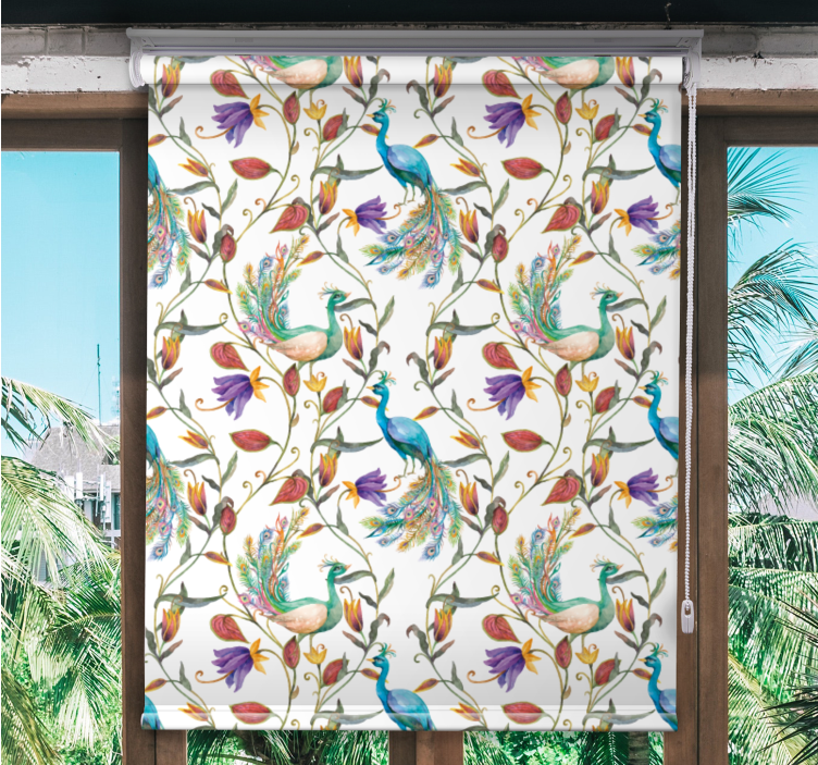 Elegant Peacock Floral blind flowers and plants - TenStickers