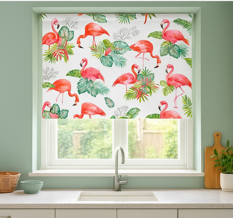 Flamingo Tropical Pattern blind kitchen - TenStickers