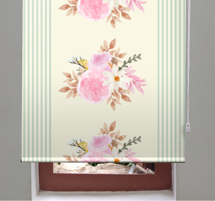 French Provincial striped pattern blind flowers and plants - TenStickers