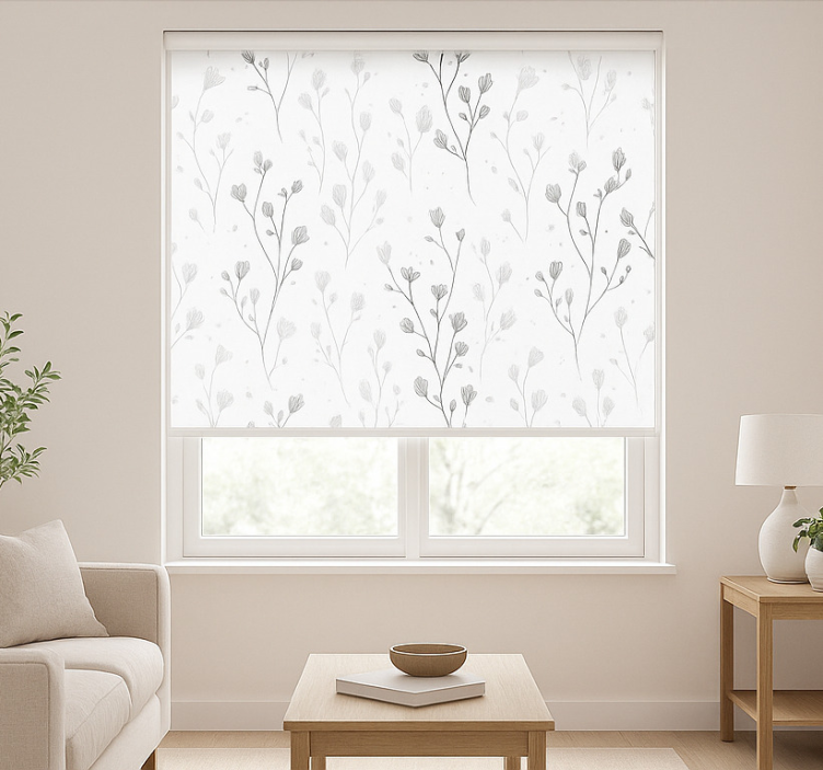 Minimalist botanical branches living room blind - TenStickers