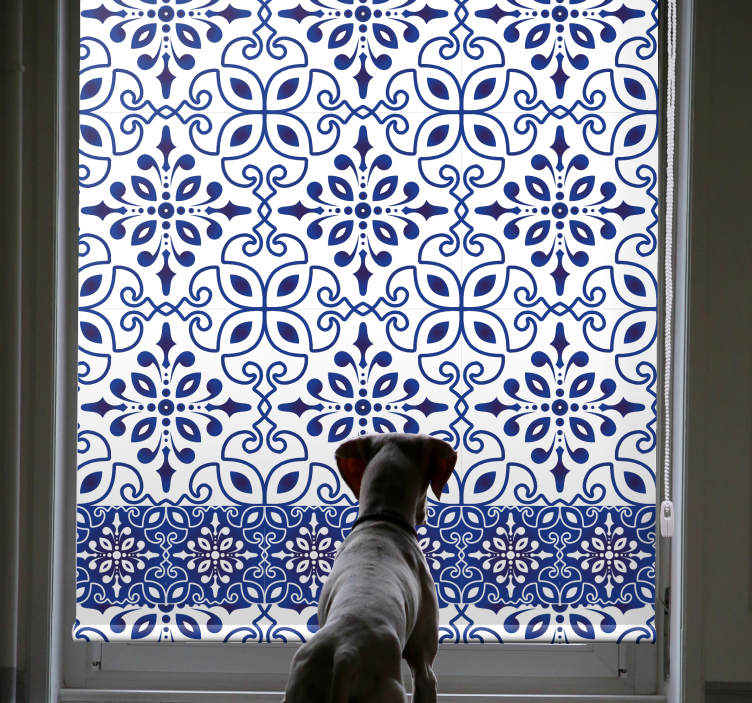 Ornate blue tiles bathroom blind - TenStickers