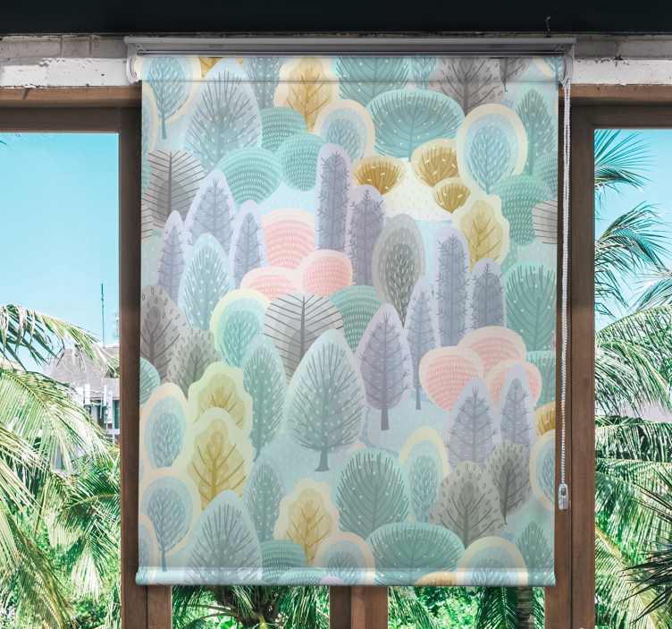 Pastel Forest Pattern tree blind - TenStickers