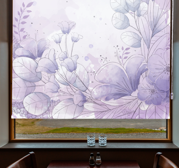 Purple and blue flowers Original roller blind - TenStickers