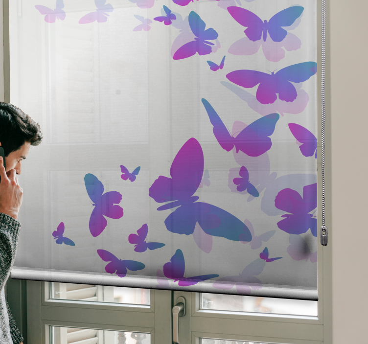 Purple flying butterflies Original roller blind - TenStickers