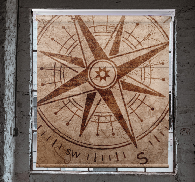 VINTAGE COMPASS DESIGN world map roller blind - TenStickers