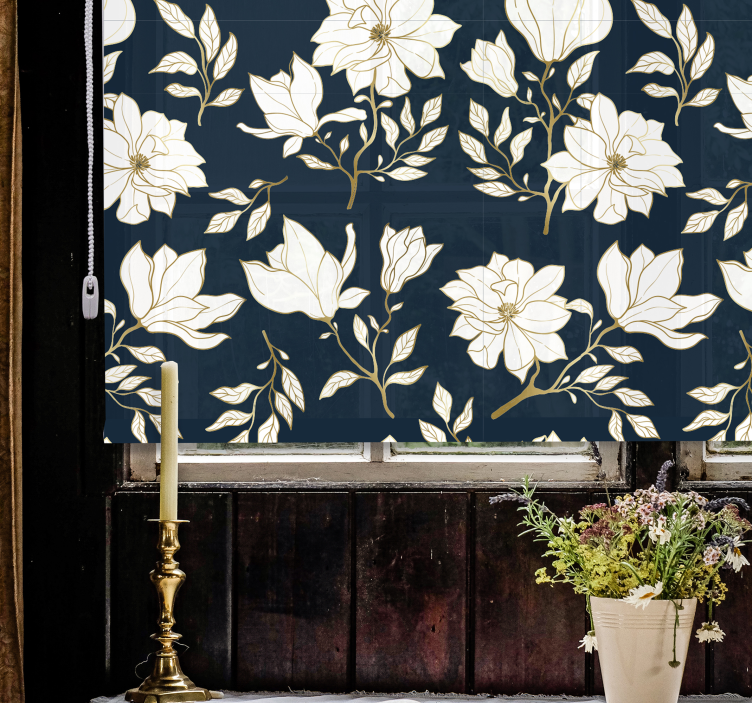 White flowers Original roller blind - TenStickers
