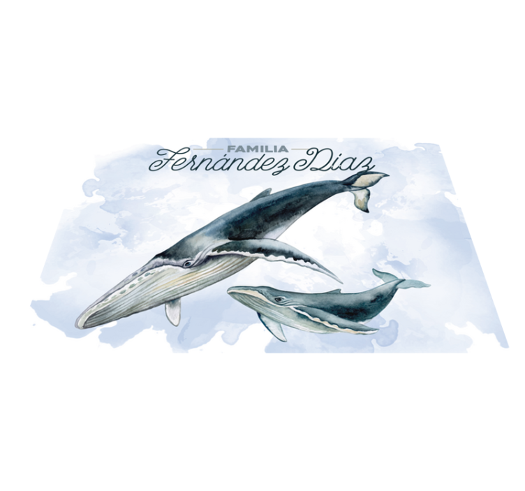 Personalised placemat whale family illustration - TenStickers