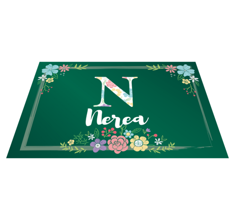 Personalisable placemat floral initial design - TenStickers