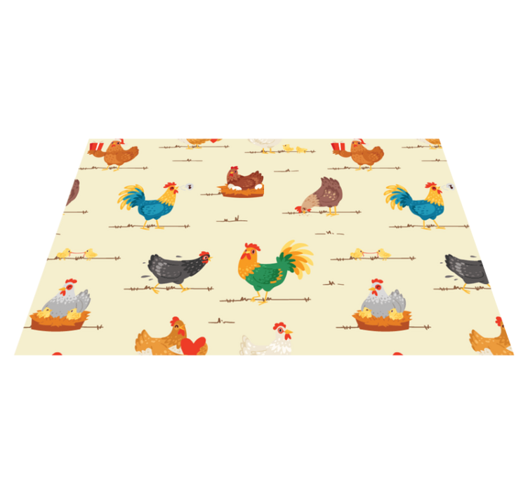 Children placemats with colorful chicken designs - TenStickers