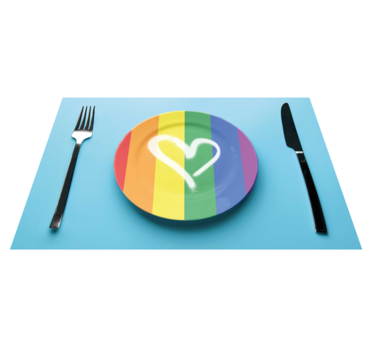 Original placemats rainbow heart plate - TenStickers