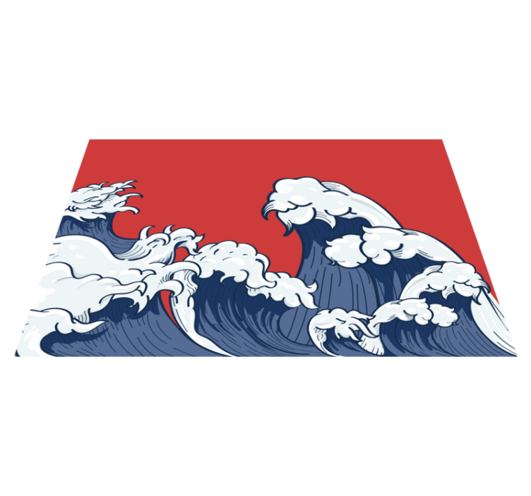 Red Kanagawa wave original placemats - TenStickers