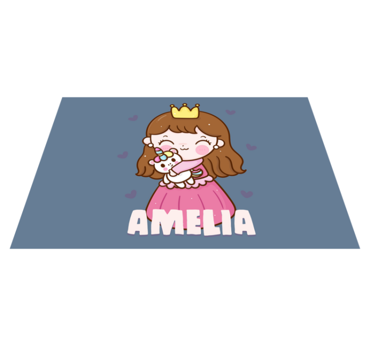 Children placemats cute princess with unicorn - TenStickers