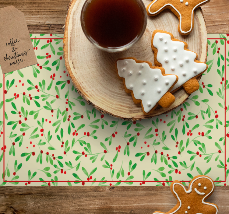 Festive Leaf Pattern Christmas placemats - TenStickers