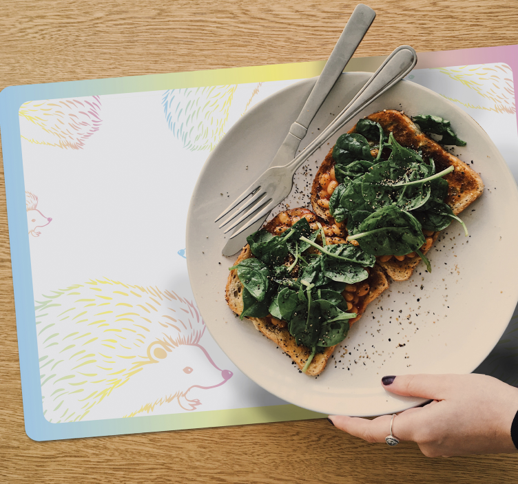 Porcupine drawed in lines hedgehog placemats - TenStickers