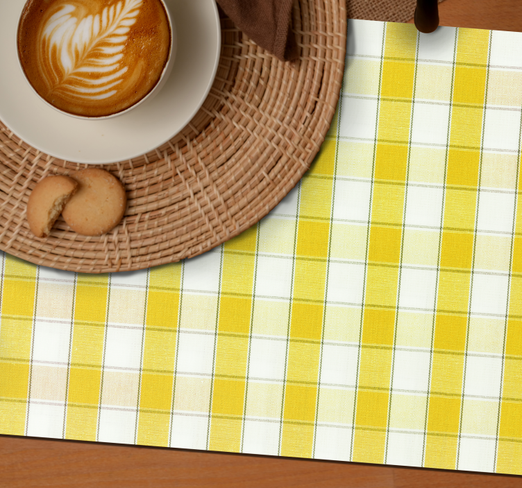 Yellow white squares original placemats - TenStickers