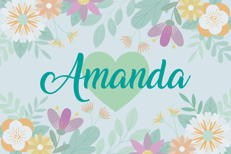 Personalisable placemat flower heart amanda - TenStickers