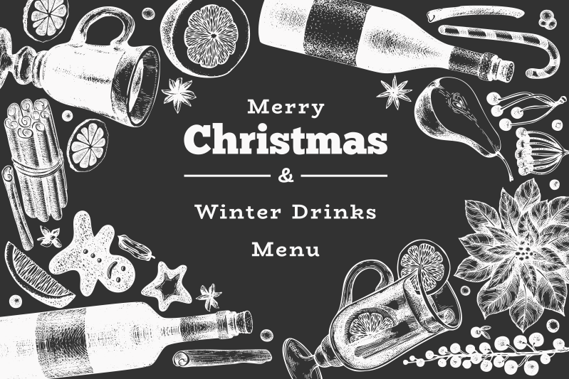 Christmas placemats festive beverage menu - TenStickers