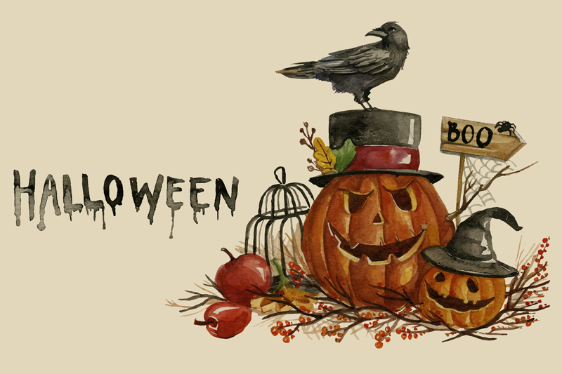 Halloween placemats with festive pumpkin display - TenStickers