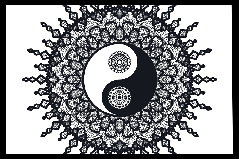Yin yang mandala pattern placemats - TenStickers