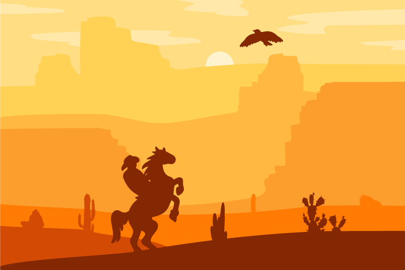 Original placemats silhouetted cowboy scene - TenStickers