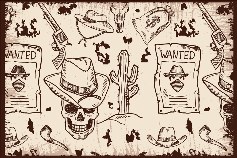 Original placemats skull and cowboy designs - TenStickers