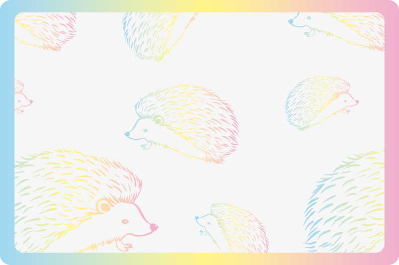 Porcupine drawed in lines hedgehog placemats - TenStickers