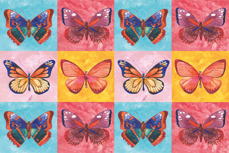 Tiled coloured butterfly placemats - TenStickers