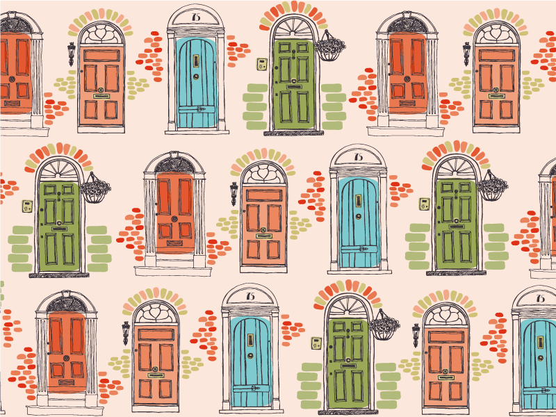 Original placemats colorful door designs - TenStickers