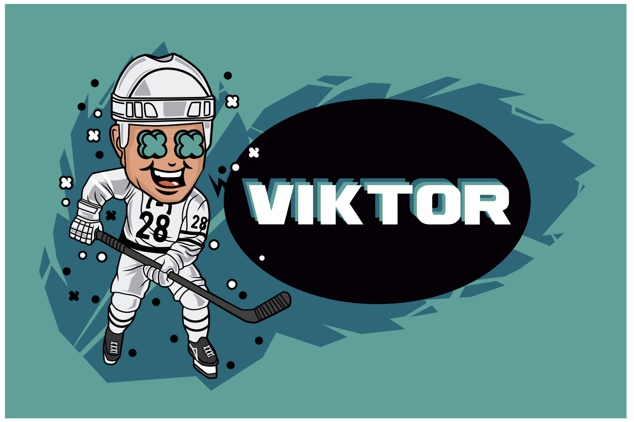 Children placemats cartoon hockey player - TenStickers