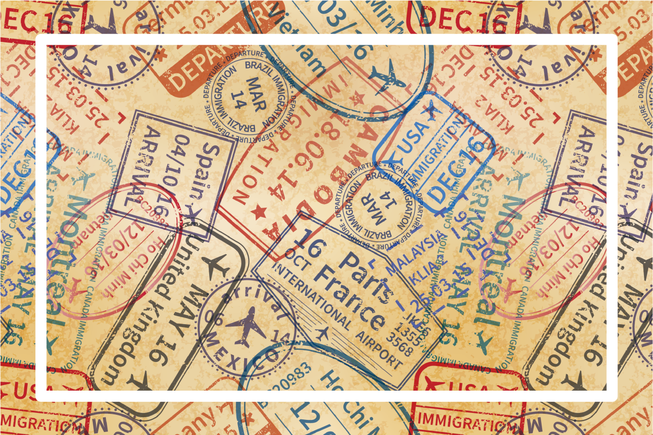 Passport stamp pattern placemats - TenStickers
