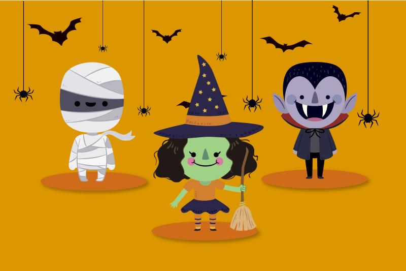 Halloween placemats featuring playful spooky figures - TenStickers