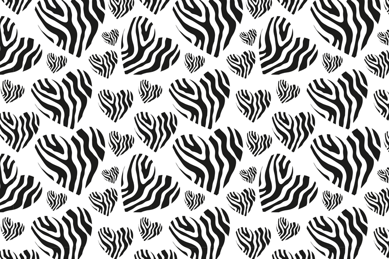 Zebra heart pattern placemats - TenStickers