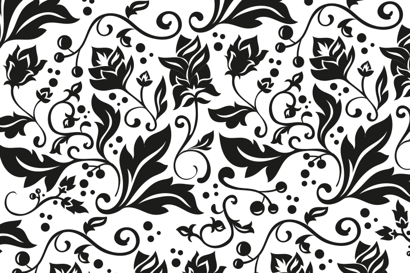 Floral black pattern placemats - TenStickers