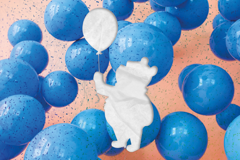 Children placemats bear holding balloon - TenStickers