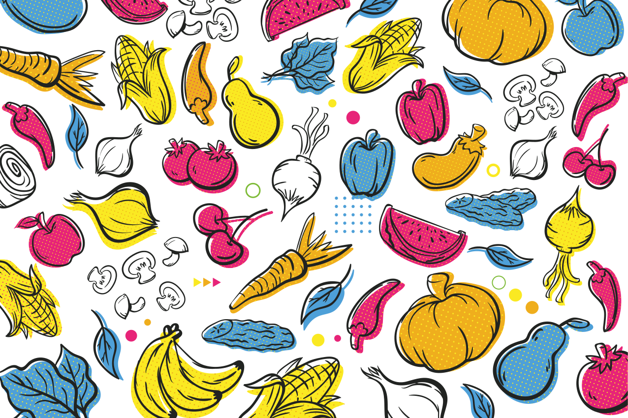 Original placemats with colorful vegetable designs - TenStickers