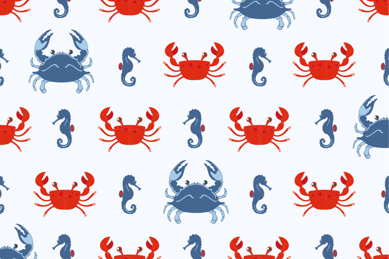 Original placemats crab and seahorse design - TenStickers