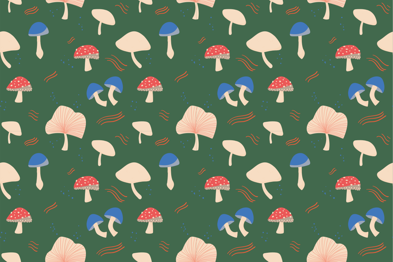 Original placemats lively mushroom design - TenStickers