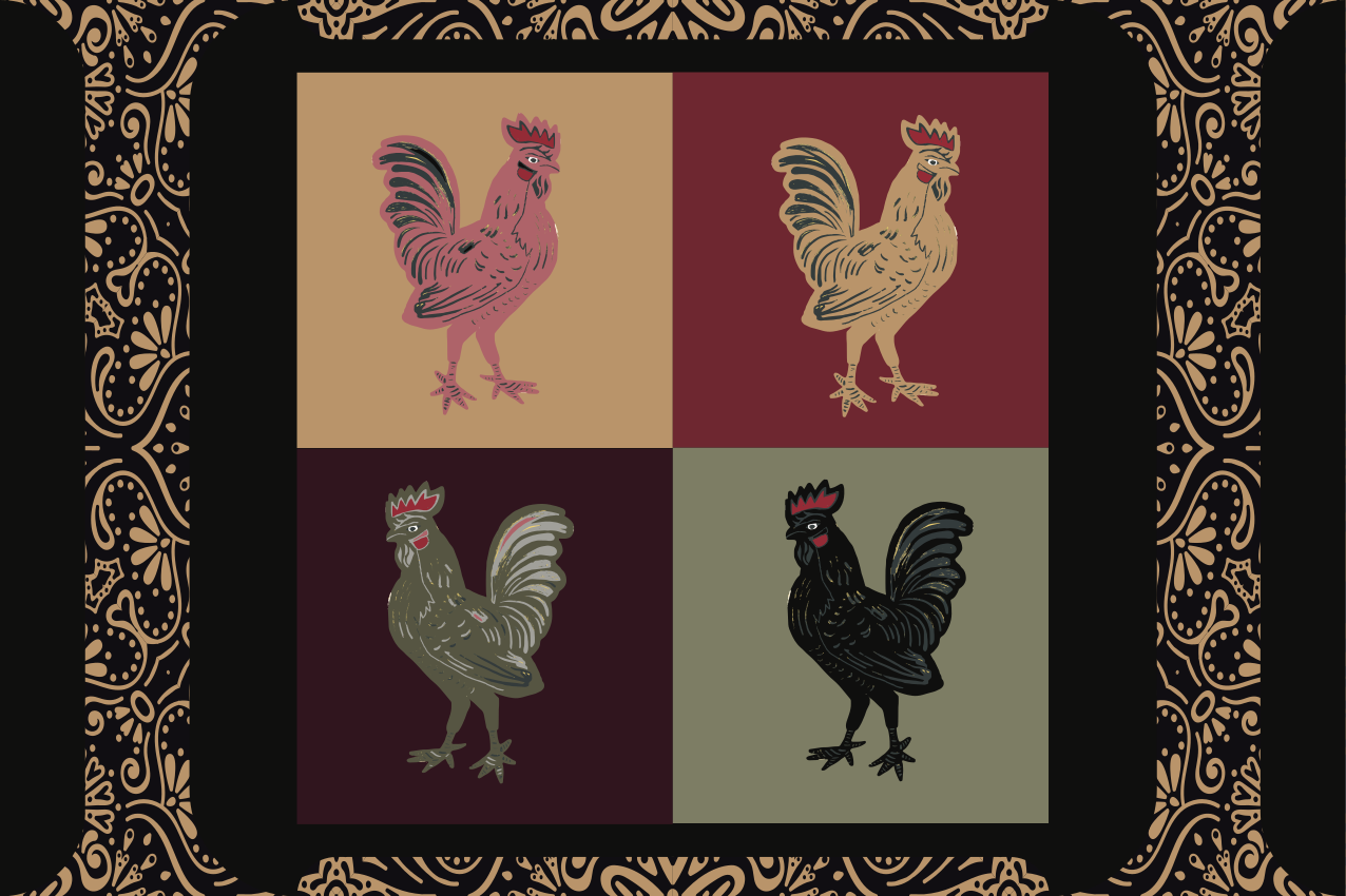 Original placemats vibrant chicken designs - TenStickers