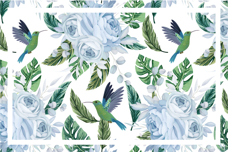 Modern placemats floral hummingbird design - TenStickers