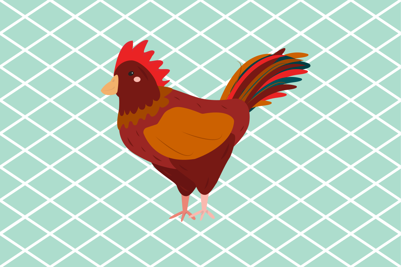 Red rooster cock side view original placemats - TenStickers