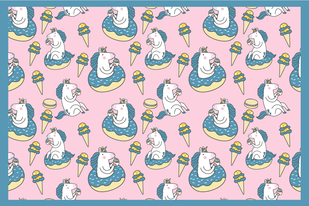 Children placemats unicorns enjoying ice cream - TenStickers