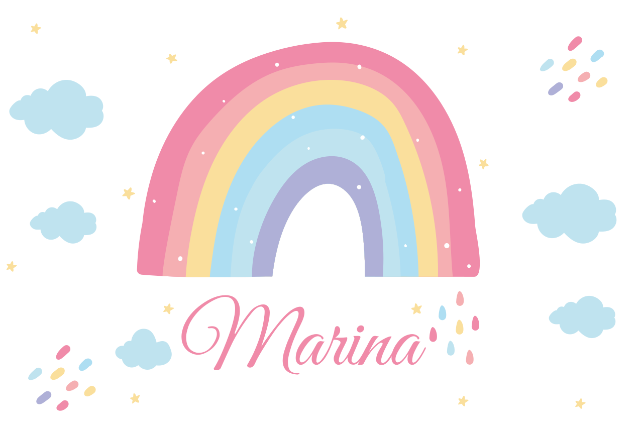 Cute rainbow and cloud in pastel placemats - TenStickers