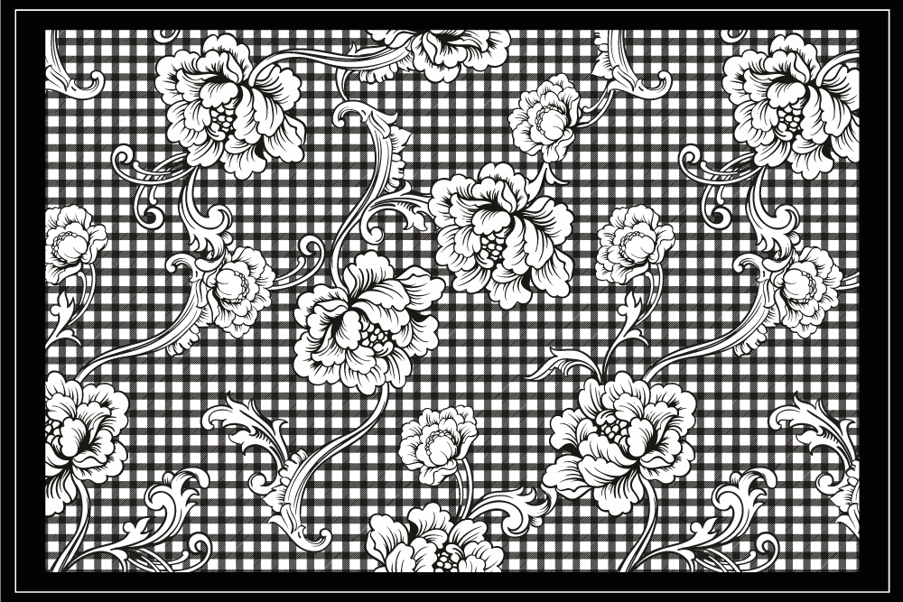 Elegant placemats black floral design - TenStickers